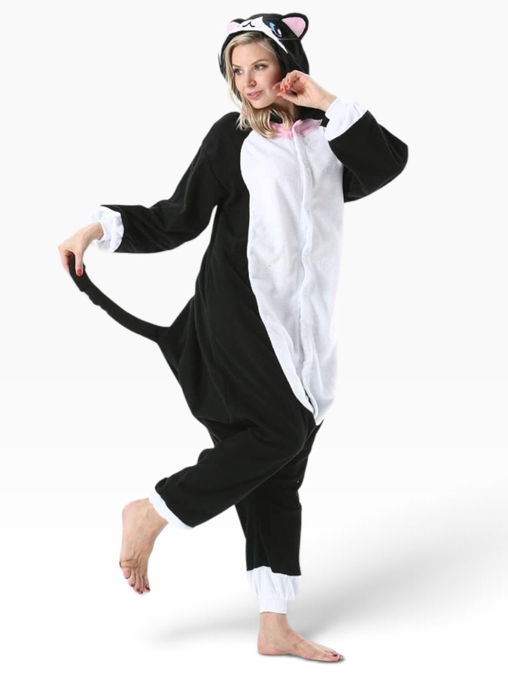 Adult Black Cat Onesie Halloween Costume Size Medium